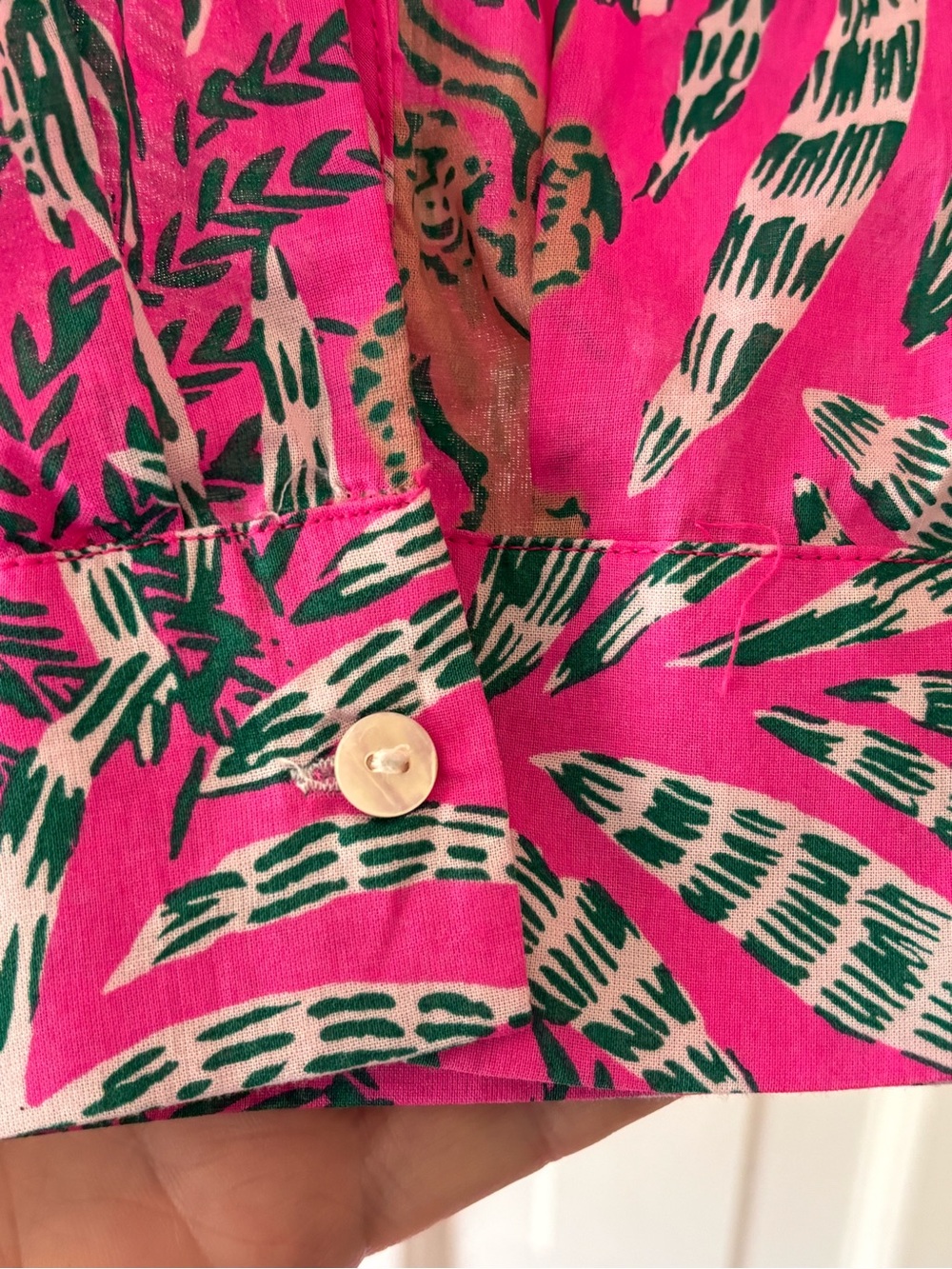 Lilly Pulitzer Hot Pink Palm & Leopard Button-Up Blouse - Picture 3 of 4